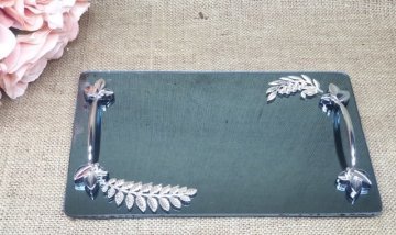 Yaprak desenli Şeffaf  (Yüzük tepsisi , damat kahvesi) GUMUS DAMAT TEPS