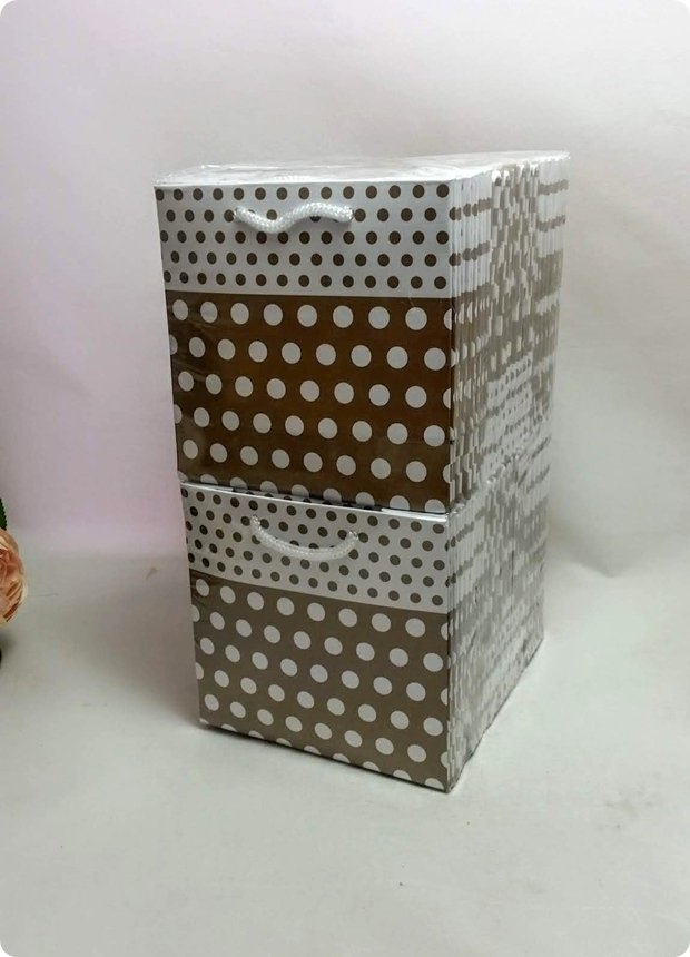 50 Li 11x11 Cm Gold Puanlı Karton Çanta Poşet Beyaz Zeminli