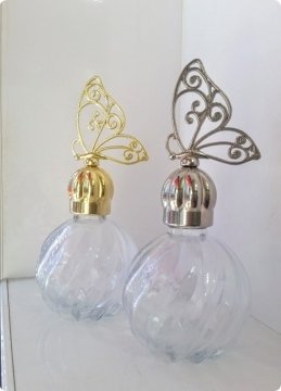 12 Adet Metalize Pvc Kelebek Kavuk Cam Top Kolonya Şişesi