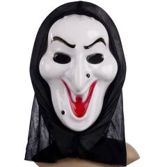 Plastik Cadı Maskesi - Kapişonlu Cadı Maskesi 30x20 cm