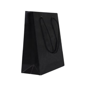 25 Li 20x25 Cm Düz Siyah Körüklü Karton Çanta / Poşet