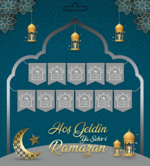Gümüş Renk Hoşgeldin Ya Şehr-i Ramazan Yazılı Banner Ramazan Süslemesi 230 cm