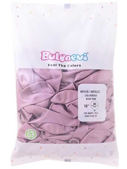 BALON METALİK DÜZ 12 İNC GÜL KURUSU PK:100 KL:28