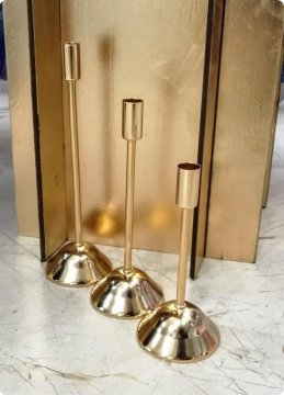 3 lü ince mumluk şamdan seti GUMUS