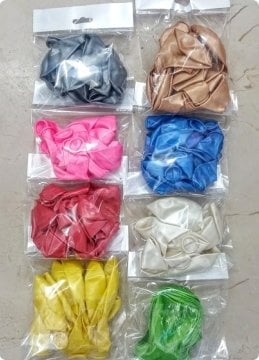 10 Lu Baskısız 12'' İnç Metalik/Sedefli Balon Pakedi