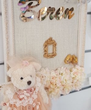 (Süslü) Kız Bebek Pelüş Ayıcıklı  Çerçeve Kapı süsü