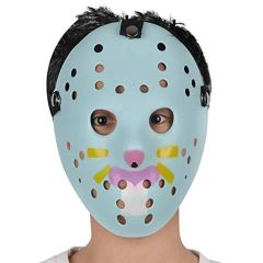 Mavi Renk Kırmızı Çizgili Tam Yüz Hokey Jason Maskesi Hannibal Maskesi