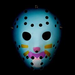 Mavi Renk Kırmızı Çizgili Tam Yüz Hokey Jason Maskesi Hannibal Maskesi