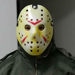 Sarı Renk Kırmızı Çizgili Tam Yüz Hokey Jason Maskesi Hannibal Maskesi