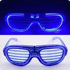 Mavi Led Işıklı Parti Gözlüğü - Neon Glow Şerit Gözlük 3 Modlu