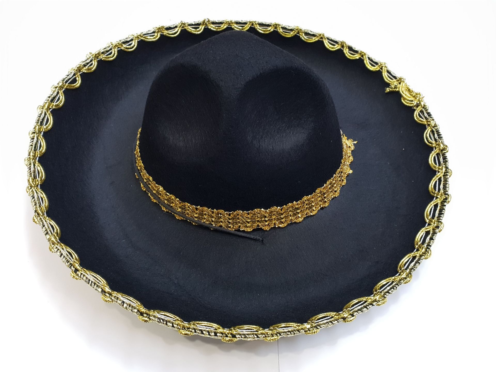 Altın Renk Şeritli Meksika Mariachi Latin Şapkası 55 cm Çocuk