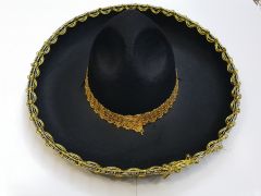 Altın Renk Şeritli Meksika Mariachi Latin Şapkası 55 cm Çocuk