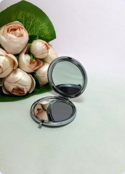 12 li Yuvarlak (Metal) Sade Gümüş Makyaj / Kapaklı El aynası