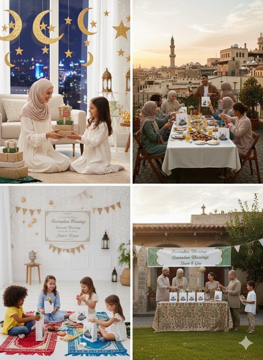 Ramazan Hediyelik Paketleme Çantası, 3 Adet, Cami Tasarımlı Kağıt Çanta Seti, 12x25x31 Cm, Beyaz