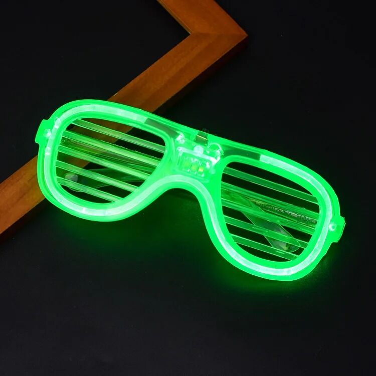 Yeşil LED Işıklı Parti Gözlüğü – Neon Glow Şerit Gözlük 3 Modlu