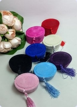 10 lu Püsküllü Flok Oval Pvc Kutu