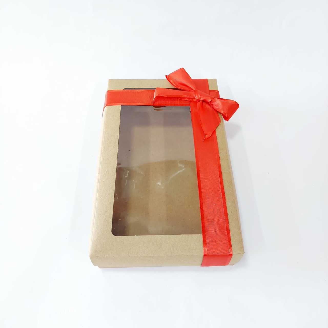 25x15x5 cm Pencereli Kraft Karton Asetat Kutu