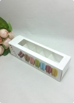 20 Li Baskılı Makaron-Kurabiye Karton Kutusu  (katlanmamış - de monte)