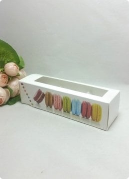 20 Li Baskılı Makaron-Kurabiye Karton Kutusu  (katlanmamış - de monte)