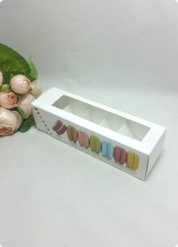 20 Li Baskılı Makaron-Kurabiye Karton Kutusu  (katlanmamış - de monte)