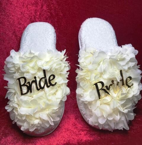 Çiçekli Bride terlik KIRMIZI