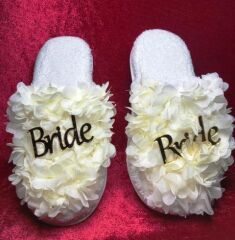 Çiçekli Bride terlik KREM