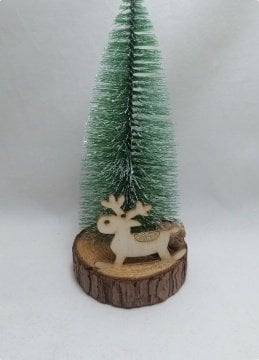 25 cm Mini Masaüstü Geyikli Yılbaşı Çam Ağacı