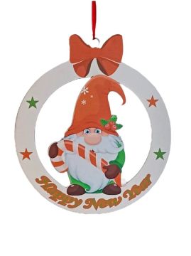 Fiyonklu Noel Baba Ahşap Kapı Süsü (33*29cm)