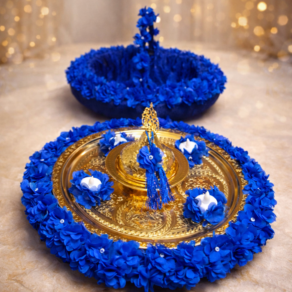 Lazer çiçekli Sünnet Kına Tepsisi & Sepeti takım