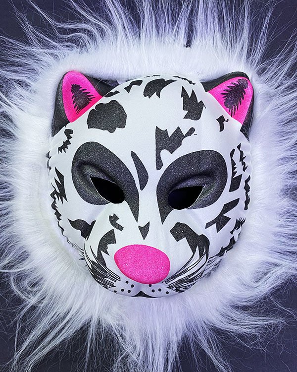 Beyaz Peluş Saçlı Kırılmaz Yumuşak Tiger Kaplan Maskesi 22x19 cm