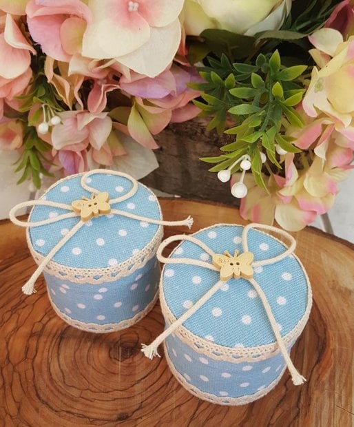 Puanlı Mavi Sıvama Silindir Kutular