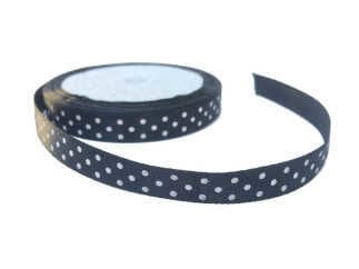 KURDELA SATEN PUANLI SİYAH 1CM