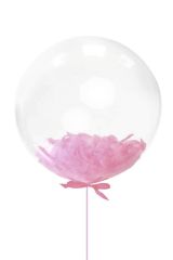 Pembe Tüylü Dekorasyon Şeffaf Balon 24 İnch