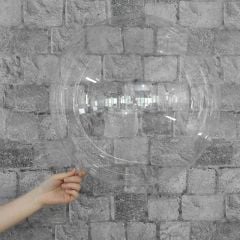 Beyaz Tüylü Dekorasyon Şeffaf Balon 24 İnch