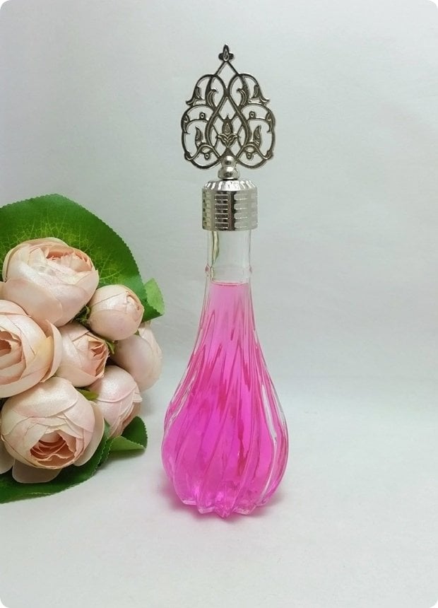 12 li Metalize Tepelikli İksir Burgu Cam Kolonya Şişesi