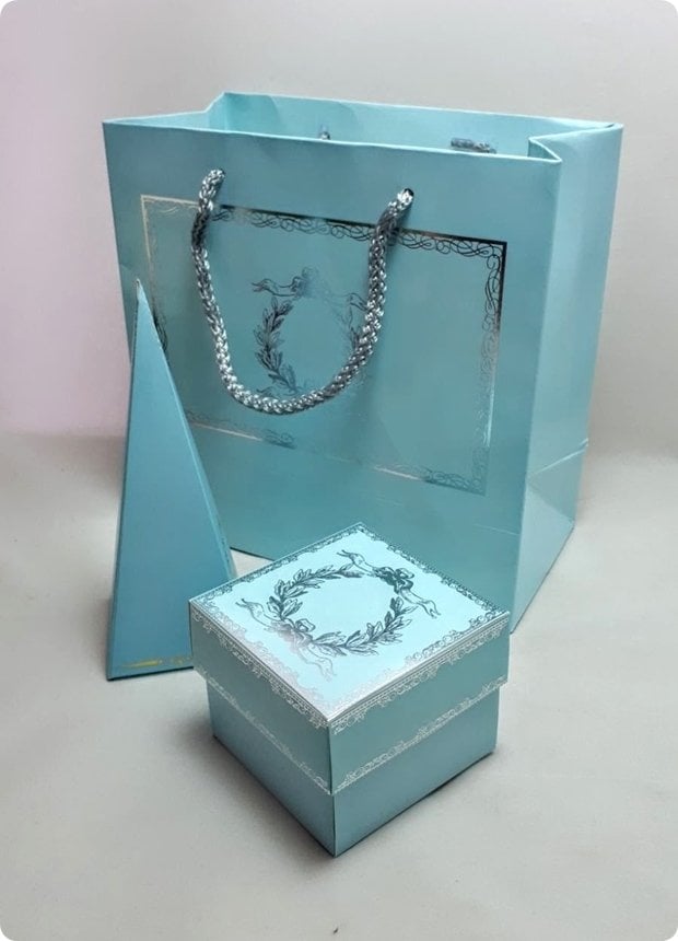 10 Lu (8x8x6 Cm) Baskılı Karton Kare Bebek Şekeri Kutuları