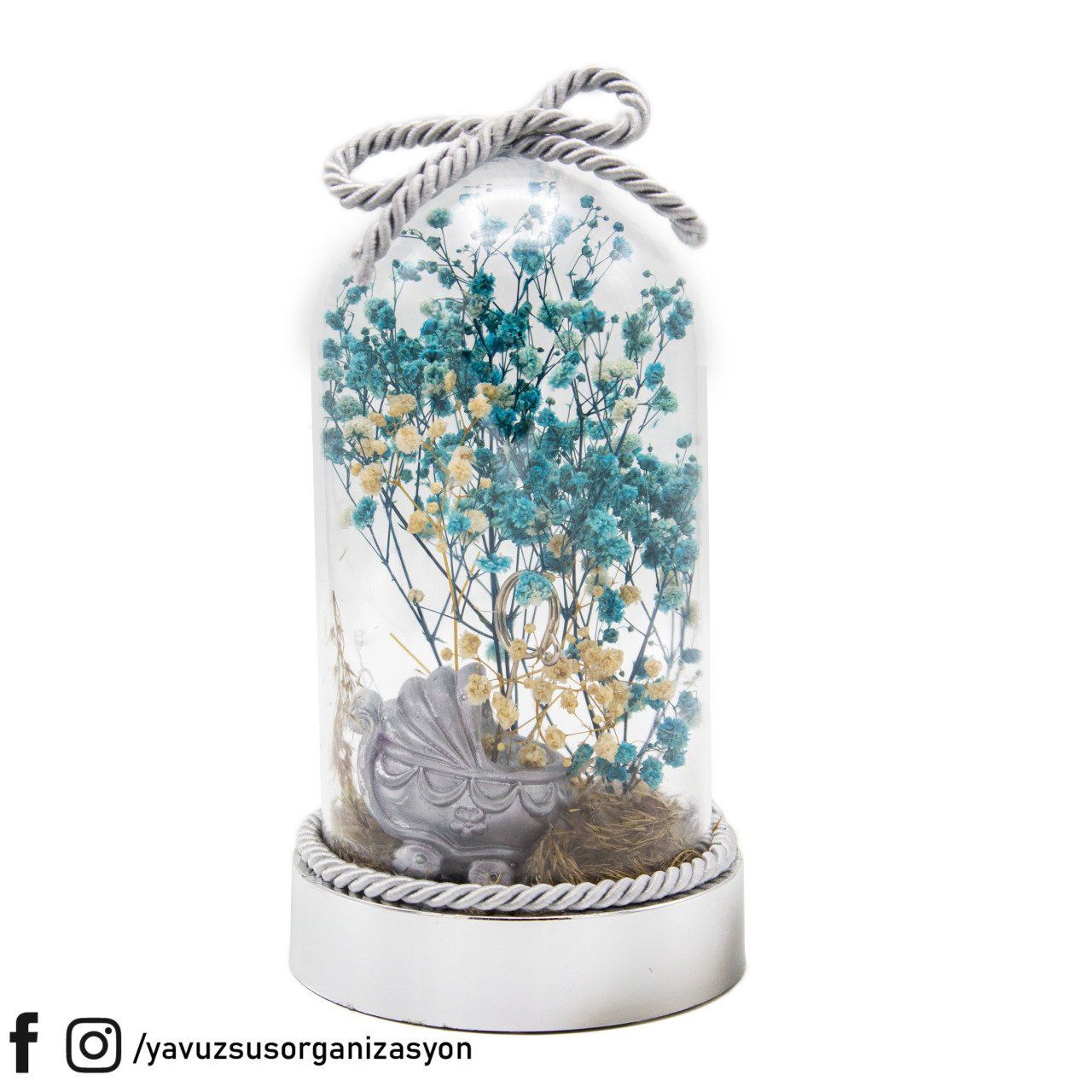 Bebek Arabası Notluklu Cipsolu Fanus (32x12cm) GUMUS