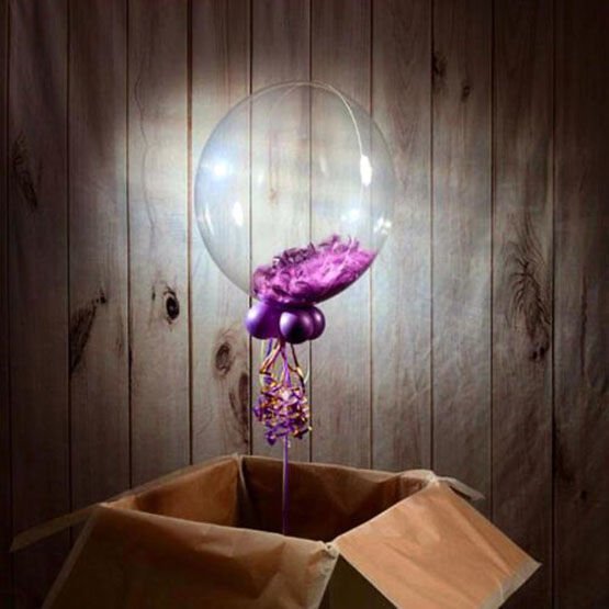 Koyu Mor (Violet) Tüylü Dekorasyon Şeffaf Balon 24 İnch