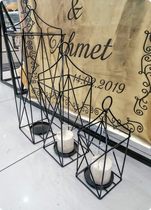 3 Lü Metal Fener / Şamdan ALTIN