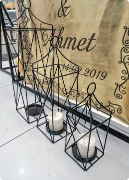 3 Lü Metal Fener / Şamdan ALTIN