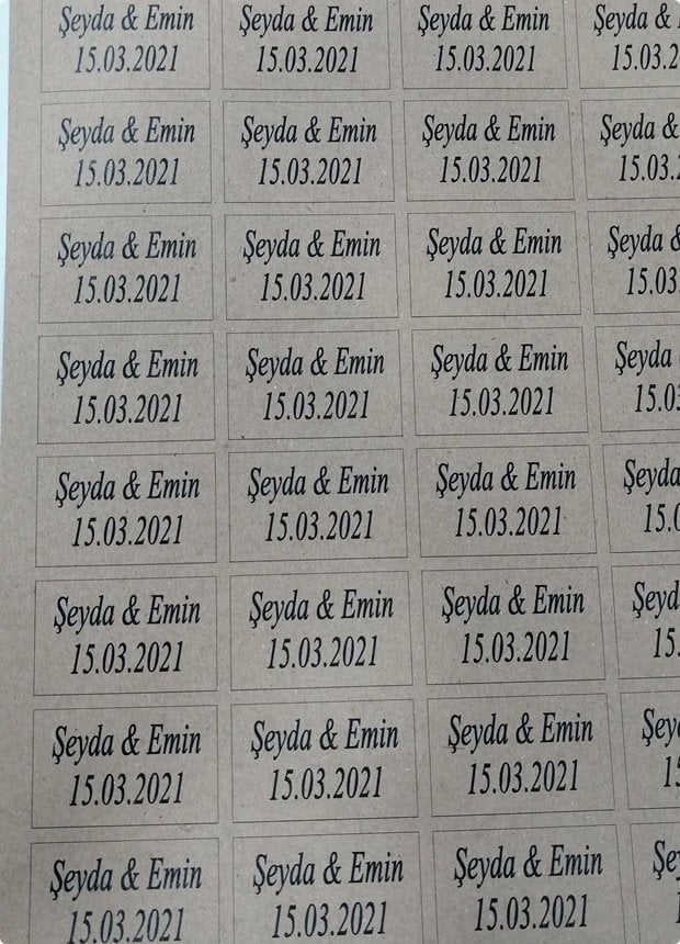 İsim Yazılı Dikdörtgen Kraft etiket 1 Sayfa (54Adet)