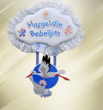 Bebek odası kapı süsü ;Küçük Bulut,Leylek,Bebek