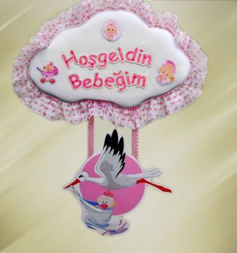 Bebek odası kapı süsü ;Küçük Bulut,Leylek,Bebek