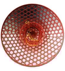 Çizgili Saten Kaplama Mavi Vietnam Şapkası