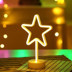 Neon Işıklı Yıldız Masa Gece Lambası USB+Pil