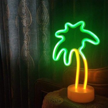 Neon Palmiye Unicorn Masa Gece Lambası