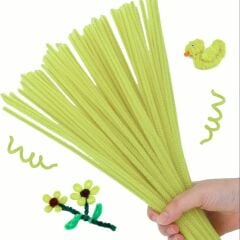Şönil Tel Seti, El İşi, DIY, Hobi ve Çiçek Yapım Telleri, Neon Sarı, 100 Adet, 6 mm - 30 Cm