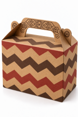 Tutmalı Zigzag Desenli Kraft Hediye Kutusu, Nikah-Doğum Günü, Butik Kutusu,  11x16x8 cm