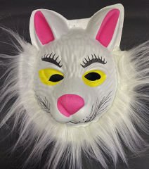 Tilki Maskesi - Eva Beyaz Peluşlu Tilki Maskesi