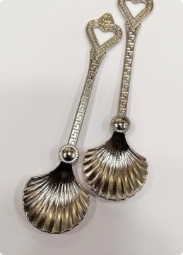 İstiridye Şeklinde Metal Kahve Kaşık GUMUS